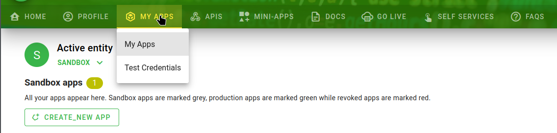 Apps dropdown
